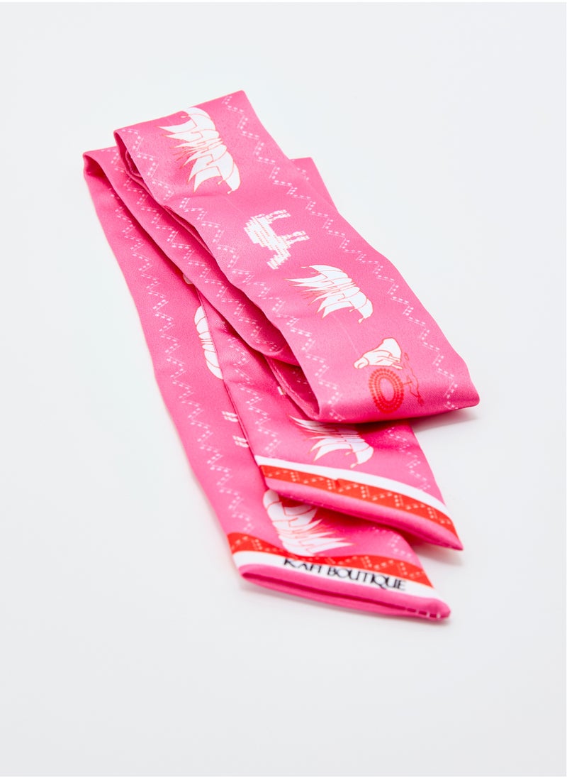 Sadu Pattern Twilly Scarf Pink