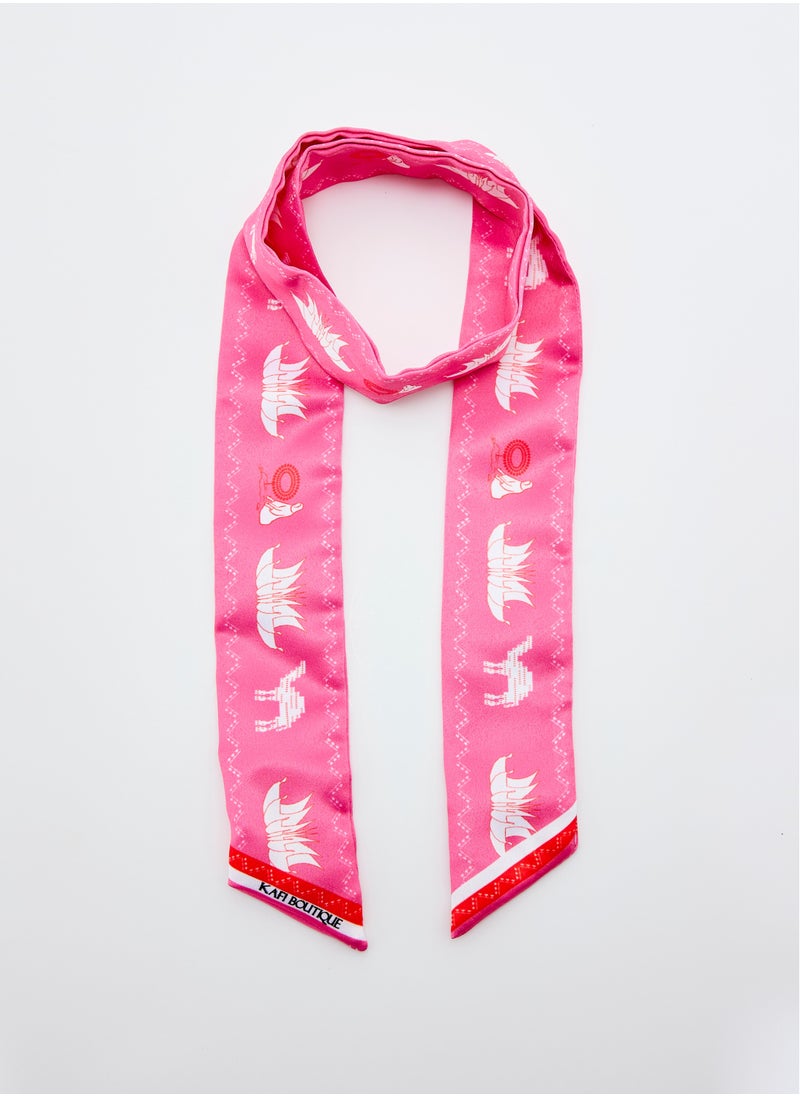 Sadu Pattern Twilly Scarf Pink