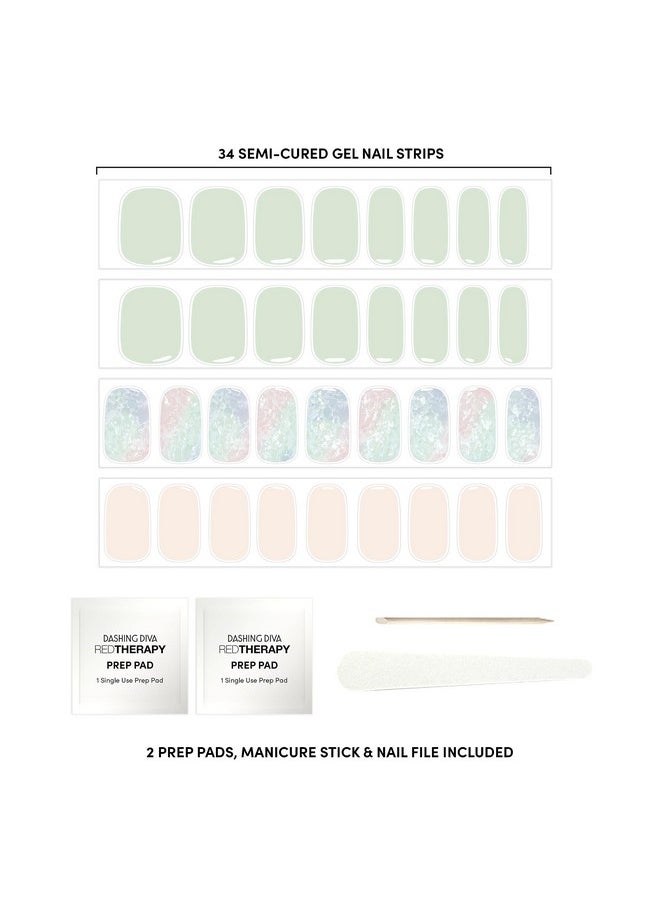 Glaze Nail Strips - Emerald Marble | Works With Any Led Nail Lamp | Long Lasting, Chip Resistant, Semicured Gel Nail Strips | Contains 34 Salon Quality Nail Wraps, 2 Prep Pad, 1 Nail File