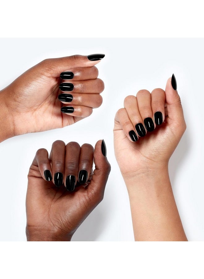 Xpress/On Black Onyx | Dark Black Short Round Press On Nails | With Nail Glue | Long Lasting, Reusable, Non-Damaging