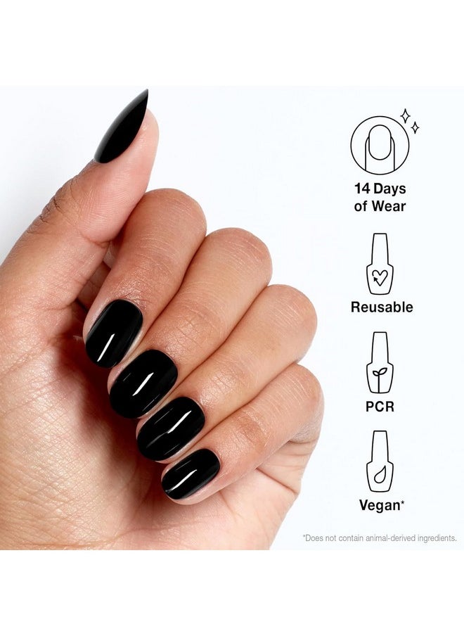 Xpress/On Black Onyx | Dark Black Short Round Press On Nails | With Nail Glue | Long Lasting, Reusable, Non-Damaging