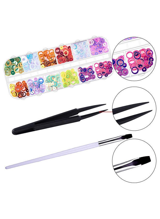 Nail Glitter Set Flat Back Gems Rhinestones Decors with Rhinestones Pick Up Tweezers & Nail Pen for Nail Art DIY 11 Boxes Nail Glitter Sequins