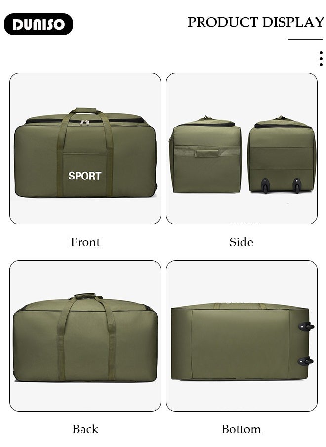 Foldable Rolling Duffel Bag with 2 Wheels, Light Weight Travel Duffel bag with Large Loading Capacity, Inch Durable Travel Luggage Bag- Rugged, Collapsible Carry On Luggage Bag for Travel Camping Sports