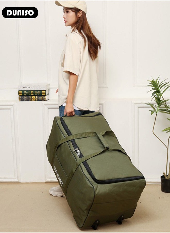 Foldable Rolling Duffel Bag with 2 Wheels, Light Weight Travel Duffel bag with Large Loading Capacity, Inch Durable Travel Luggage Bag- Rugged, Collapsible Carry On Luggage Bag for Travel Camping Sports