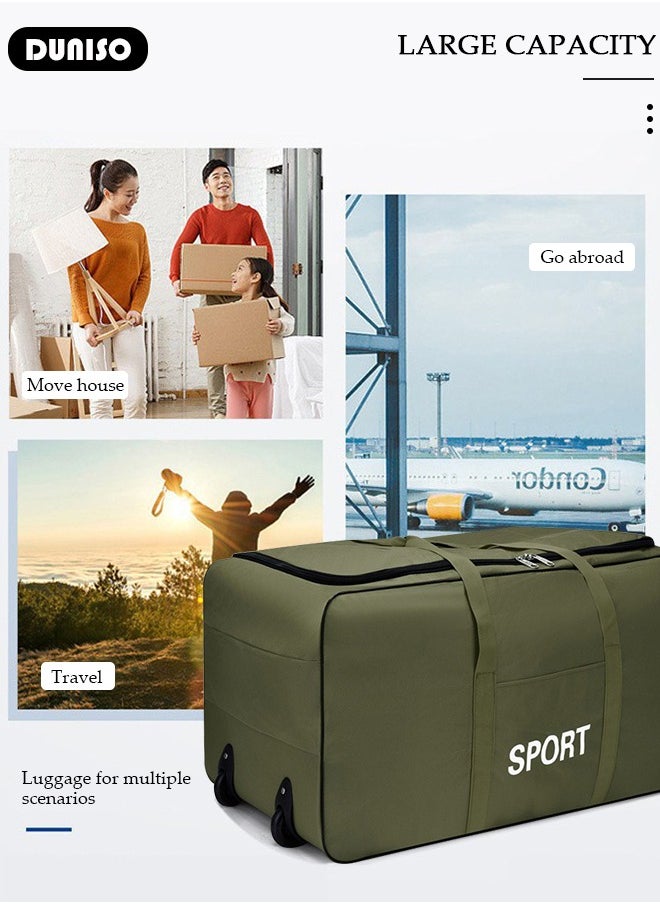 Foldable Rolling Duffel Bag with 2 Wheels, Light Weight Travel Duffel bag with Large Loading Capacity, Inch Durable Travel Luggage Bag- Rugged, Collapsible Carry On Luggage Bag for Travel Camping Sports