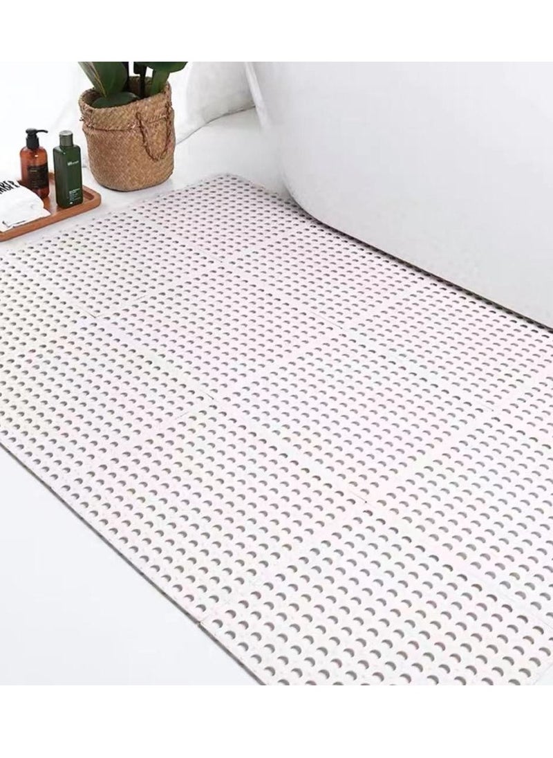 6-Piece Spliced Bathroom Anti Slip Mat with Hollowed Out Anti Slip Floor Mat(White 30×30CM)