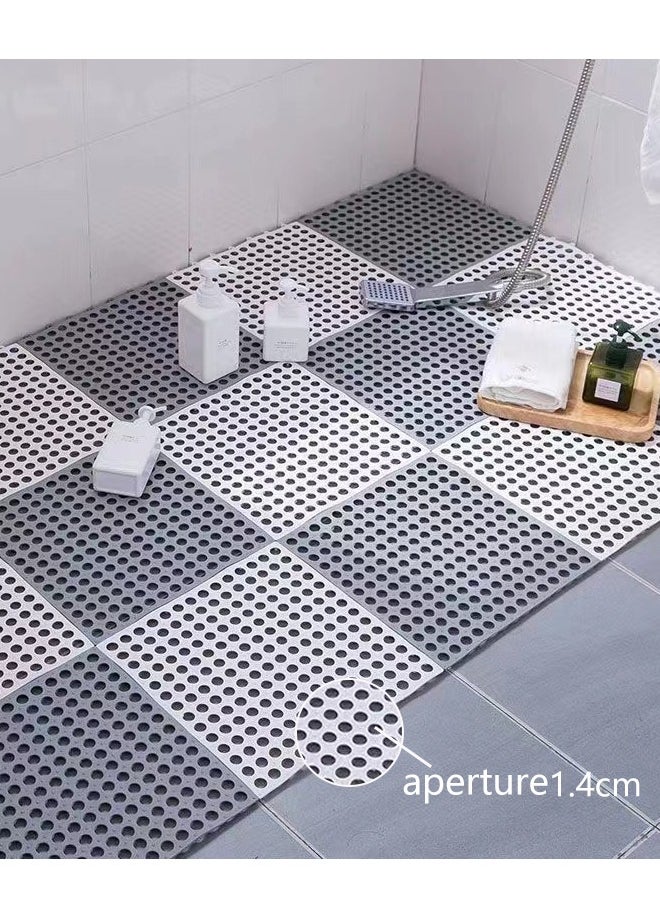 6-Piece Spliced Bathroom Anti Slip Mat with Hollowed Out Anti Slip Floor Mat(White 30×30CM)