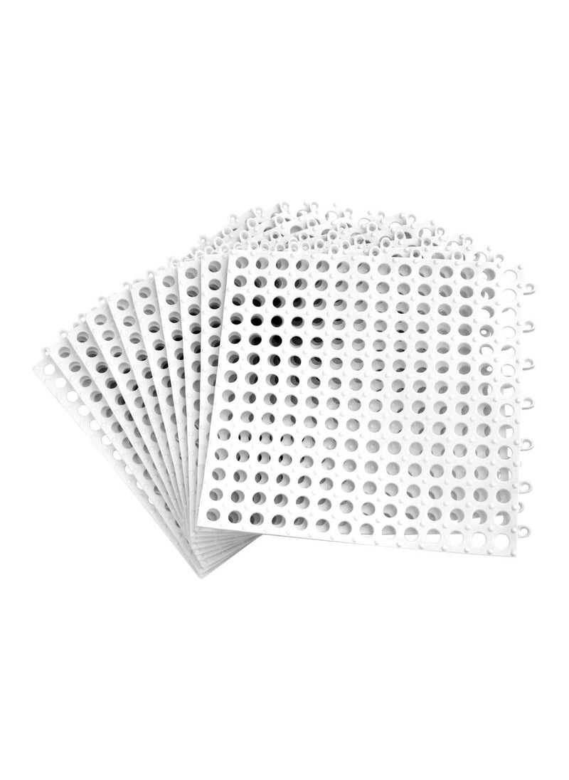 6pcs White Interlocking PVC Floor Tiles with Massage Sucker Drain Holes - DIY Size Kitchen Bathroom Non-Slip Floor Tiles Mat - for Pool Shower Pet area Cabin Deck Indoor/Outdoor ( 30 * 30 cm)