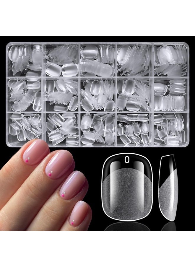 420Pc Squoval Fake Nails Short Gel X Nail Tips Xs Round Square Press On Nails Clear Square Nail Tips Full Cover Short False Artificial Fake Fingernail For Gel X Extension Acrylic Nails