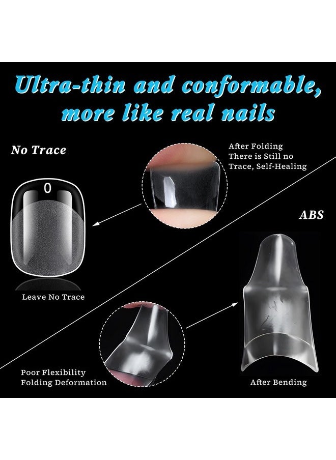 420Pc Squoval Fake Nails Short Gel X Nail Tips Xs Round Square Press On Nails Clear Square Nail Tips Full Cover Short False Artificial Fake Fingernail For Gel X Extension Acrylic Nails