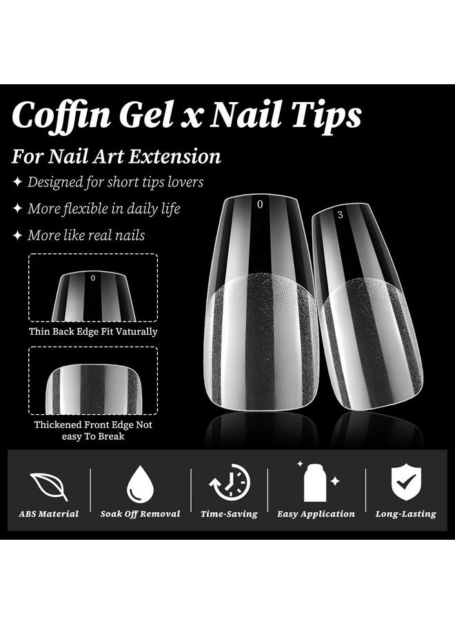 300Pc Coffin Gel X Nail Tips Medium Fake Nails Clear Coffin Nail Tips Full Cover False Nail Clear Coffin Artificial Nail Soft Gel Nail Tips For Acrylic Nail Extension Press Nail Making