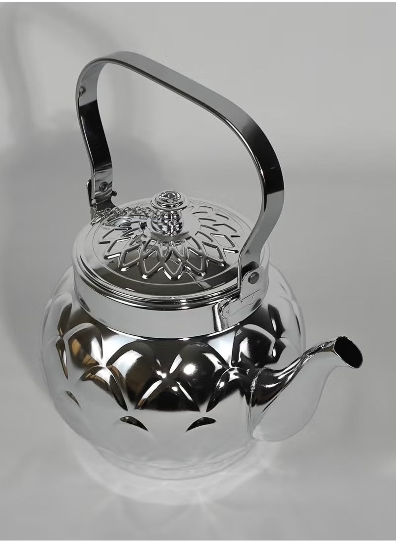 Set of 3 Food Grad Stainless Steel Arabic Style Teapot Luxury Floral Engraved Design Tea Kettle with Attached Lid