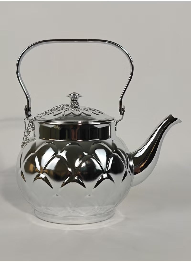 Set of 3 Food Grad Stainless Steel Arabic Style Teapot Luxury Floral Engraved Design Tea Kettle with Attached Lid