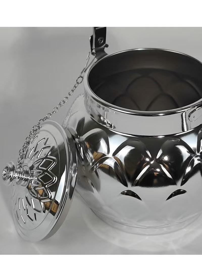 Set of 3 Food Grad Stainless Steel Arabic Style Teapot Luxury Floral Engraved Design Tea Kettle with Attached Lid