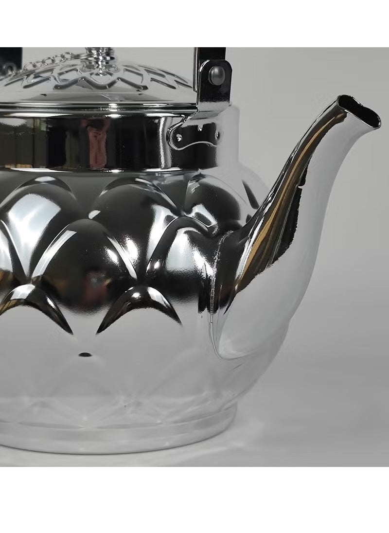 Set of 3 Food Grad Stainless Steel Arabic Style Teapot Luxury Floral Engraved Design Tea Kettle with Attached Lid