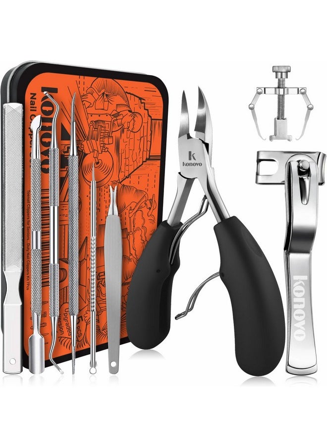 Ingrown Toenail Tool Kit 9 Pcs, Toe Nail Clippers For Adult And Seniors, Large Toenail Clipper For Ingrown Toenail Treatment/Thick Nails