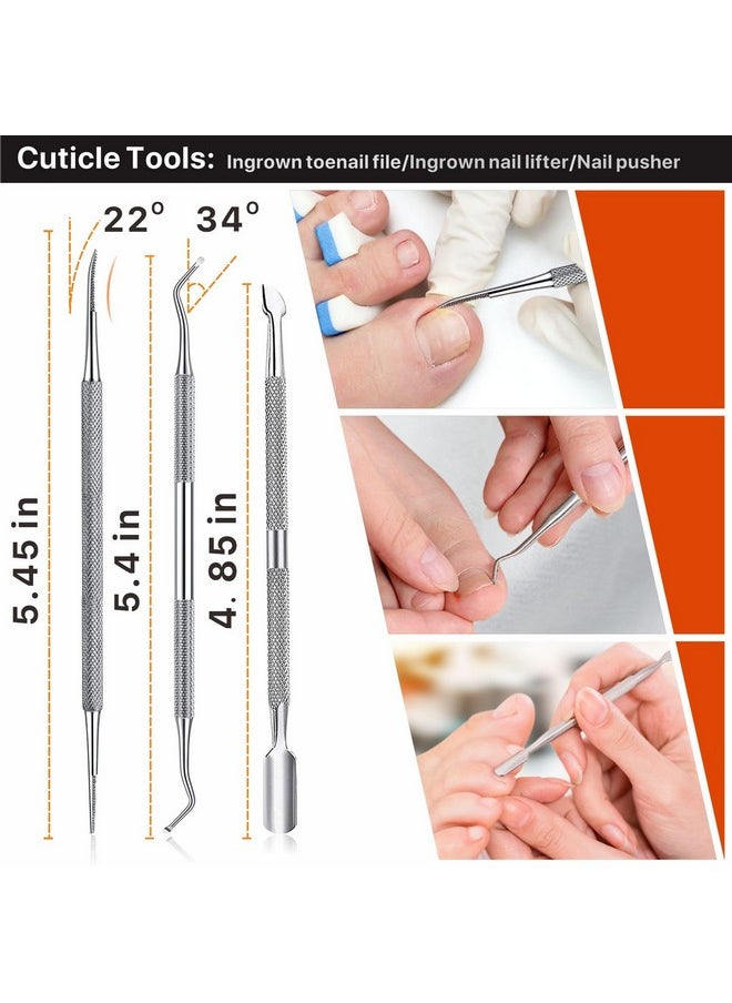 Ingrown Toenail Tool Kit 9 Pcs, Toe Nail Clippers For Adult And Seniors, Large Toenail Clipper For Ingrown Toenail Treatment/Thick Nails