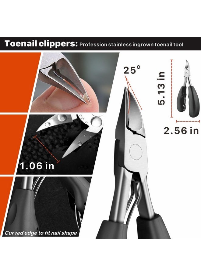 Ingrown Toenail Tool Kit 9 Pcs, Toe Nail Clippers For Adult And Seniors, Large Toenail Clipper For Ingrown Toenail Treatment/Thick Nails