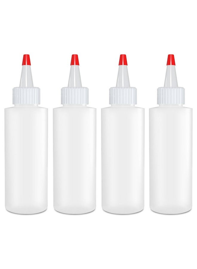 Condiment Squeeze Bottles, 4 Oz Empty Squirt Bottle, Red Top Cap, Leak Proof - For Ketchup, Mustard, Syrup, Sauces, Dressing, Oil, Arts & Crafts, Bpa Free Plastic - 4 Pack