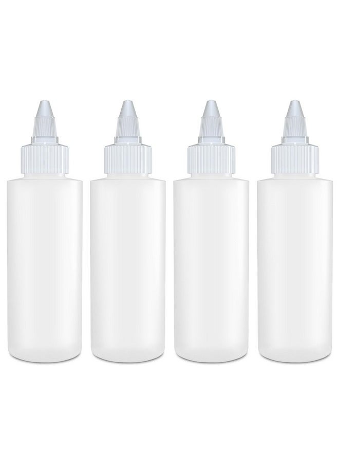 Condiment Squeeze Bottles, 4 Oz Empty Squirt Bottle With Twist Top Cap, Leak Proof - Great For Ketchup, Mustard, Syrup, Sauces, Dressing, Oil, Arts And Crafts, Bpa Free Plastic - 4 Pack