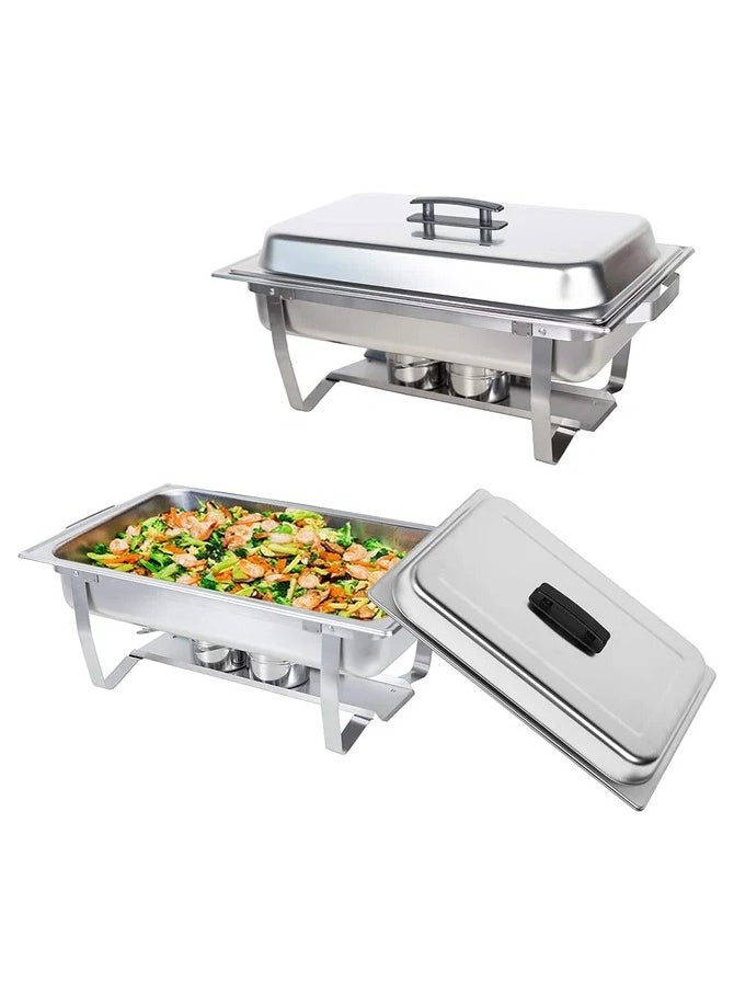 AFCO Stainless Steel Chafing Dishes, Double Pan Food Warmers, 9L, 1 Compartments, for Restaurant Party Wedding Hotel, Silver