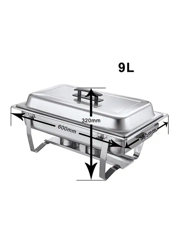 AFCO Stainless Steel Chafing Dishes, Double Pan Food Warmers, 9L, 3 Compartments, for Restaurant Party Wedding Hotel, Silver