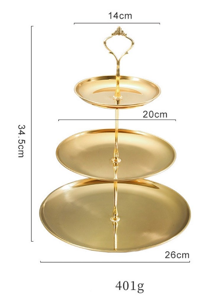 3 Tier Gold Cake Stand,2 Piece Metal Organizer,Gold Tiered Dessert Plates,Gold Serving Tray Cupcake Stand For Wedding,Birthday, Holiday Dessert Table Decoration