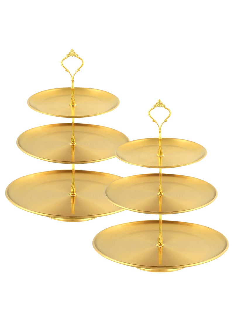 3 Tier Gold Cake Stand,2 Piece Metal Organizer,Gold Tiered Dessert Plates,Gold Serving Tray Cupcake Stand For Wedding,Birthday, Holiday Dessert Table Decoration