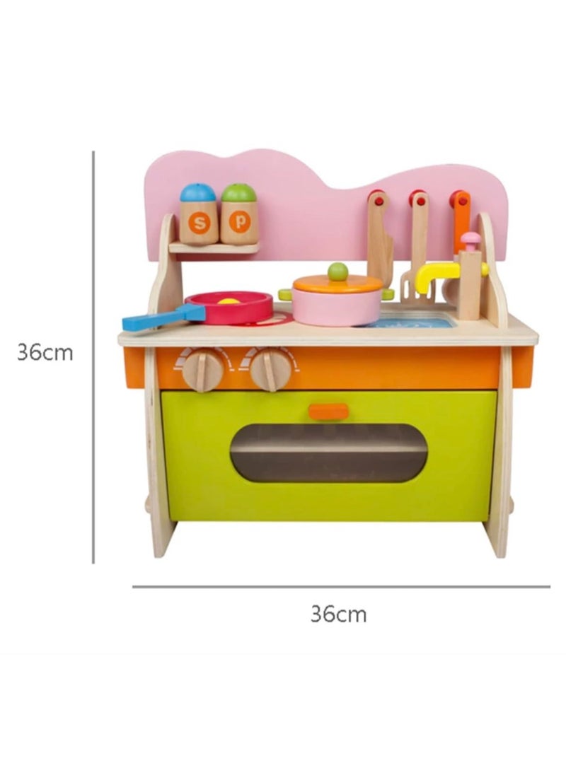 Wooden Kitchen Playset for Kids – Educational Pretend Play Cooking Toy with Detachable Gas Stove, Oven, and Accessories, Durable Wooden Play House Toy for Toddlers and Kids