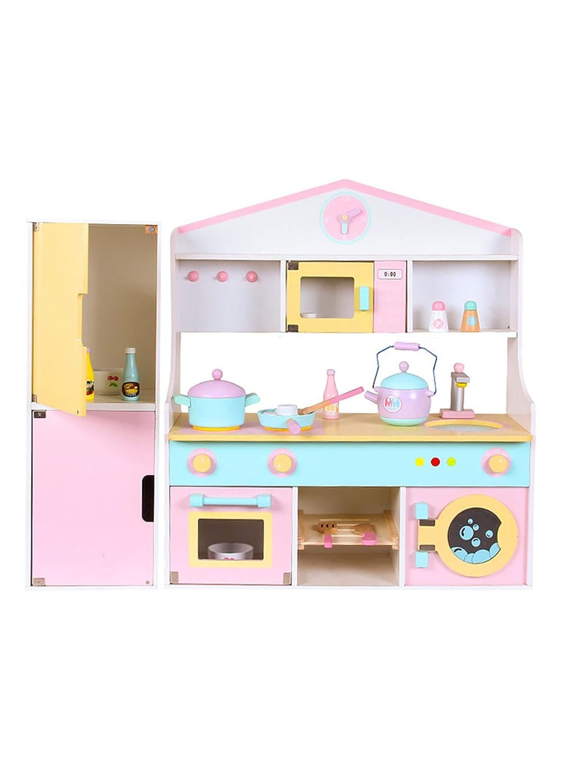 Wooden Role Play Kitchen Set for Kids - Pretend Play Kitchen Toy Set with Accessories, Durable Wooden Kids Kitchen for Girls & Boys Ages 3-6 Years, Educational Pretend Cooking Toy with Realistic Features