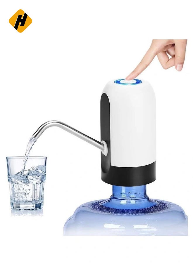 Water Bottle Pump, USB Charging Portable Electric Water Pump for for for 2-5 Gallon Jugs USB Charging Portable Water Dispenser for Office, Home, Camping, Kitchen and etc. White