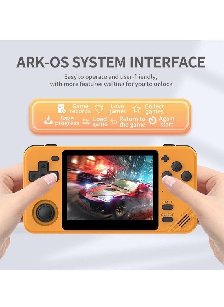 POWKIDDY RGB10X Handheld Game Console 3.5 Inch IPS OCA full lamination Screen Retro Video Game Console Open Source Linux Game Player Support WiFi Bluetooth 10000+ Games Portable PSP(64G Orange)