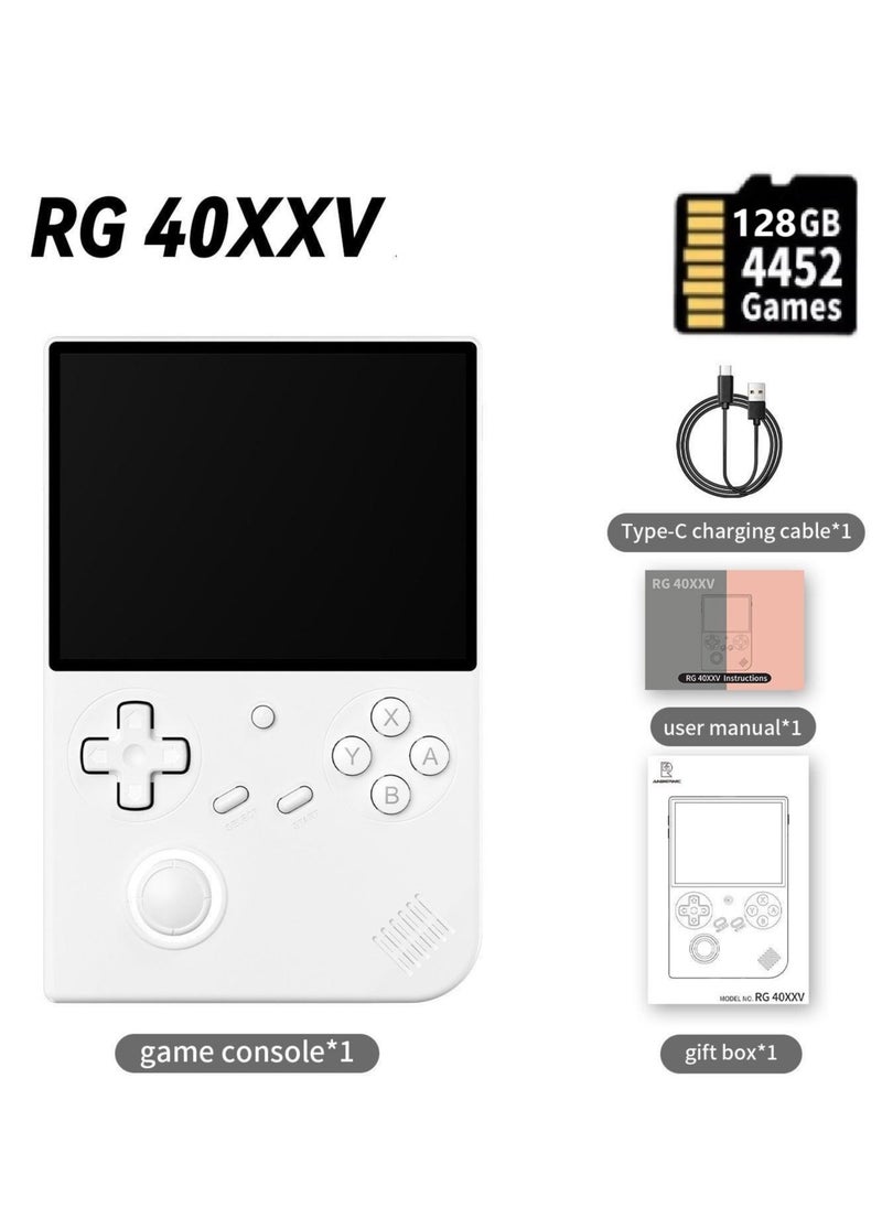 RG40XXV Handheld Game Console 4.0 Inch IPS TF Card With 10000+ Games 3200mAh 6+Hours Battery Support Wireless Network(128G White)