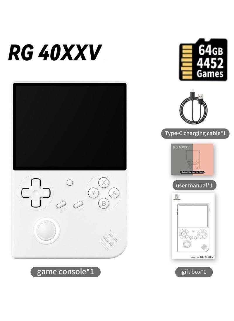 RG40XXV Handheld Game Console 4.0 Inch IPS TF Card With 10000+ Games 3200mAh 6+Hours Battery Support Wireless Network(64G White)