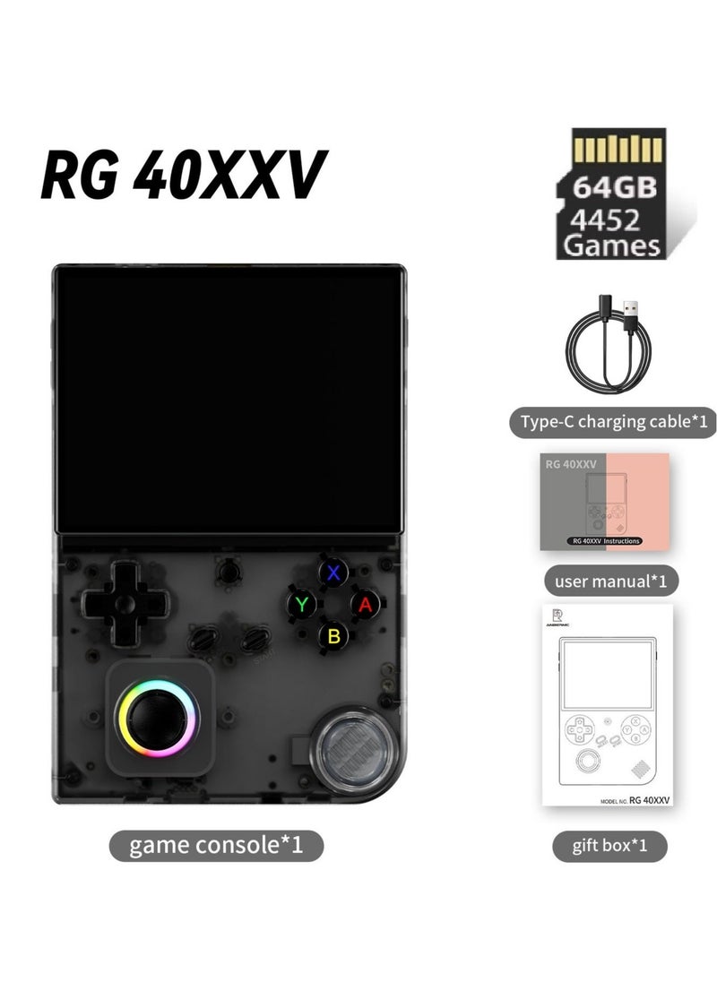 RG40XXV Handheld Game Console 4.0 Inch IPS TF Card With 10000+ Games 3200mAh 6+Hours Battery Support Wireless Network(64G Black)