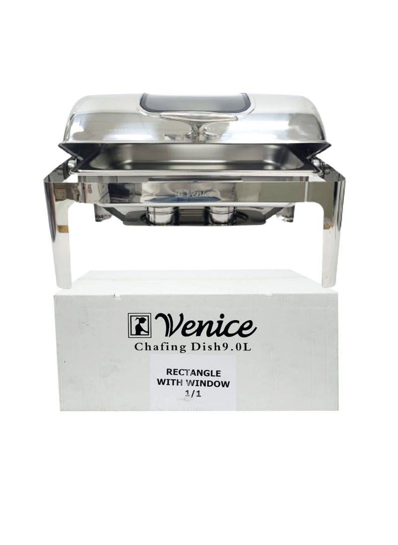 Roll Top Chafing Dish  With Window Silver 9 Ltr