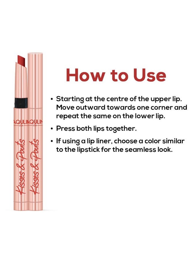 Kisses & Pouts Transfer Proof,Smudge Proof & Enriched With Vitamin E Matte Lipstick 1.4Gm Surprise Kiss 03