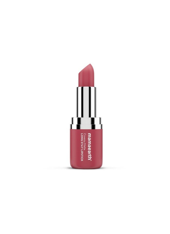 Creamy Matte Long Stay Lipstick With Murumuru Butter And Vitamin E For 8-Hour Long Stay (Flakeproof & Non-Drying | Intense Color Payoff) - 4.2G (Pink Rose)