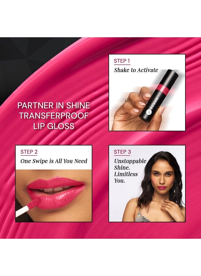 Partner In Shine Transferproof Glossy Lipstick | Lasts Upto 24Hrs | Transferproof & Smudgeproof - 3Ml - 11 Ruby Rioja