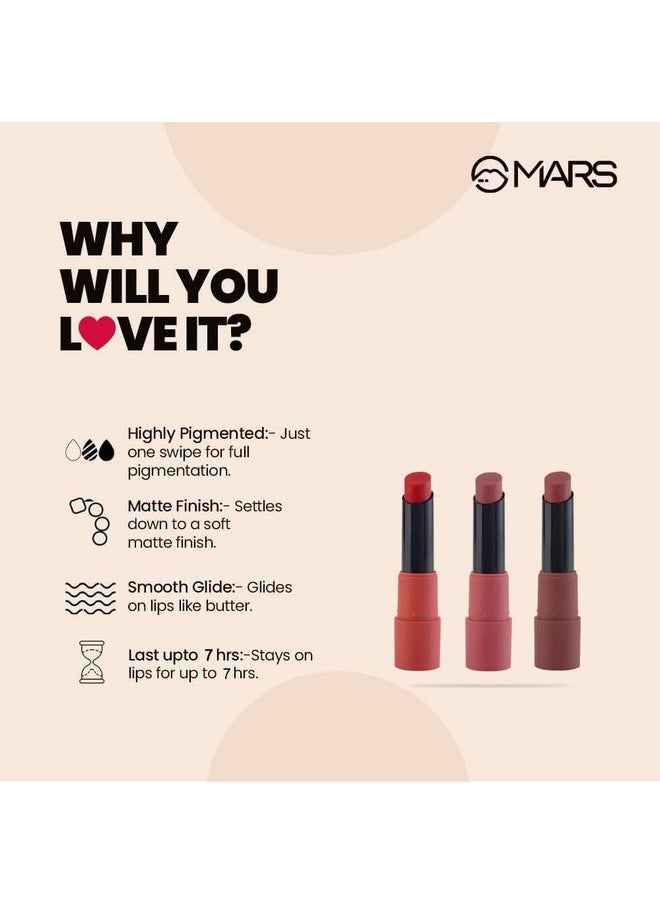 Matte Box Set Of 3 Lipsticks For Women | Long-Lasting | Smooth Finish | Moisturising | One Swipe Pigmentation | (3X3.2 Gm) (01-Red & Maroon)