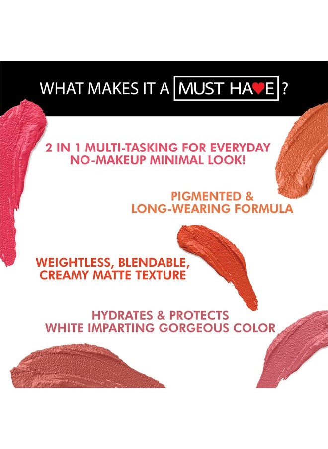 Must Have Everyday Lip & Cheek Tint - All Time Pink, 8G | Enriched With Vitamin E And Rosehip Oil | Light Creamy Texture, High Payoff, Smooth Natural Finish, Nourishes & Hydrates Dry Chapped Lips, Blush & Eyeshadow