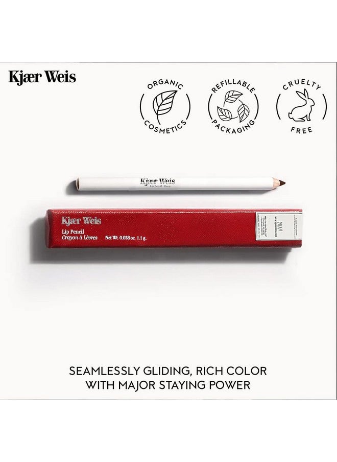 Kjaer Weis Lip Pencil. Dark Brown Lip Liner Pencil With Soft Matte Finish And Creamy Texture For Long Lasting, Smudge-Proof Wear. Cruelty Free Clean Makeup (Deep Iconic)