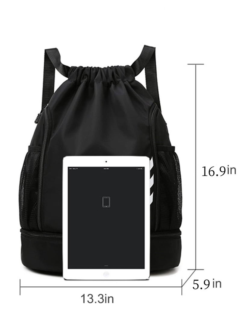 Sports Backpacks Large Capacity, Gym, Drawstring Lightweight and Waterproof, Making Your Trip More Convenient, Black