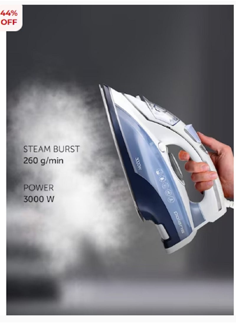 Steam Iron, Anodized Soleplate Coating, Steam Burst 260 G/Min, Built-In Steam Generator, Automatic Shutdown, Ergonomic Rubberized Handle , Anti-Drip System, Self-Clean Function