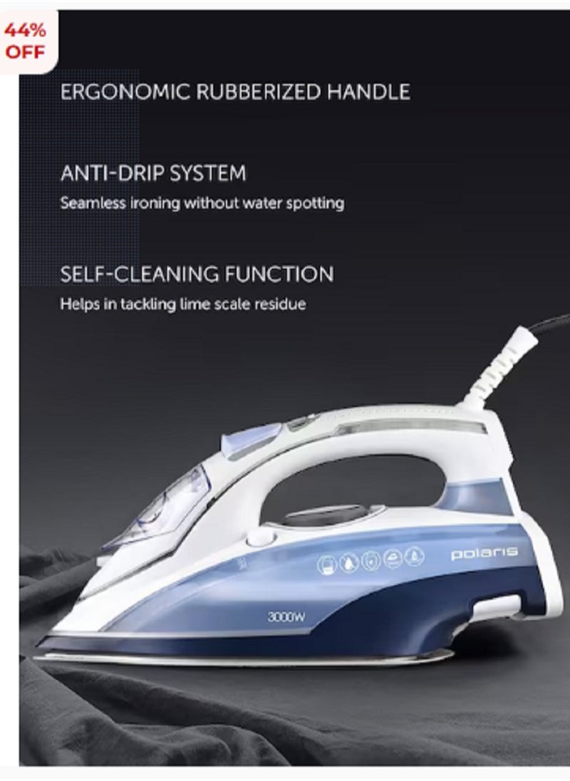 Steam Iron, Anodized Soleplate Coating, Steam Burst 260 G/Min, Built-In Steam Generator, Automatic Shutdown, Ergonomic Rubberized Handle , Anti-Drip System, Self-Clean Function