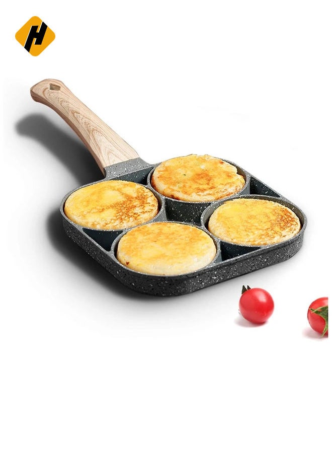 Four-cup egg pan, medical stone non-stick frying pan, compatible with all heat sources (3-inch eggs)