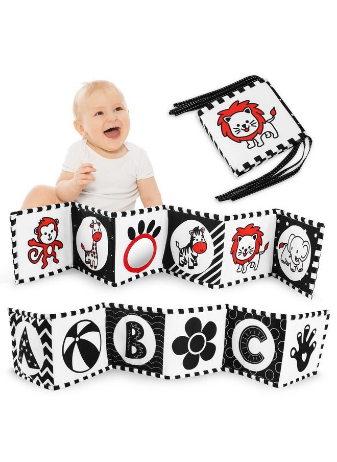 Black And White High Contrast Baby Toys, Soft Baby Book For Newborn 0-3-6-12 Months, Infant Tummy Time Toys, Early Education Sensory Toys, Visual Stimulation Folding Cloth Book For Boys Girls