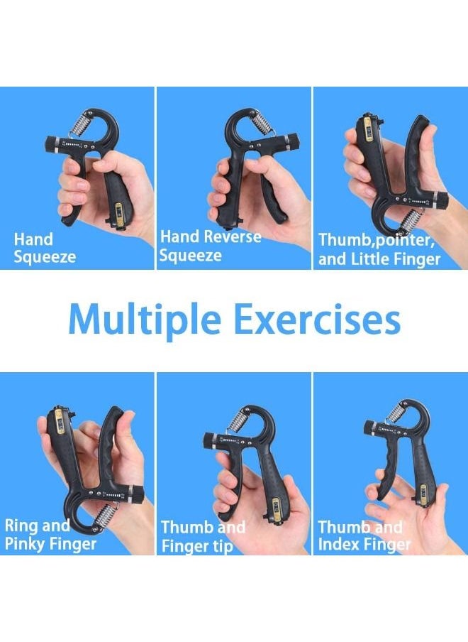 Hand Grip Strengthener Trainer Kit - Hand Strengthener & Grip Strength Kit - Forearm Grip Adjustable Resistance - Finger Stretcher, Hand Gripper, Finger Exerciser for Men/Women