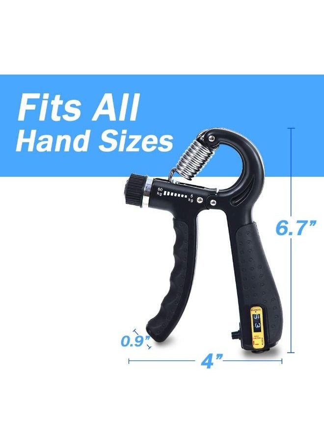 Hand Grip Strengthener Trainer Kit - Hand Strengthener & Grip Strength Kit - Forearm Grip Adjustable Resistance - Finger Stretcher, Hand Gripper, Finger Exerciser for Men/Women