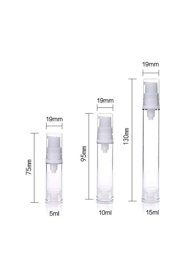 10Pcs Airless Pump Press Bottle Empty Plastic Vacuum Lotion Bottles Clear Containers Cosmetics Skincare Travel Size Dispenser (5Ml)